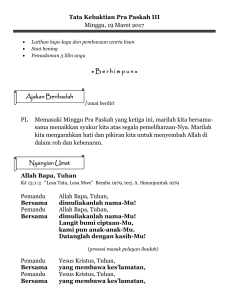 Tata Kebaktian Pra Paskah III Minggu, 19 Maret 2017