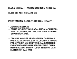 psikologi dan budaya pertemuan 5: culture dan health