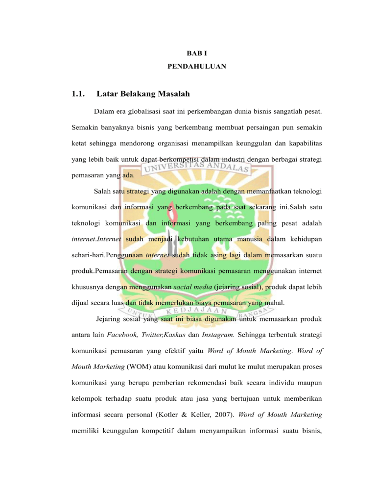 1.1. Latar Belakang Masalah - ESkripsi Universitas Andalas