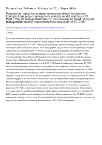 Pengukuran tingkat kematangan manajemen proyek berdasarkan