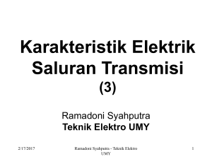 Karakteristik Elektrik Saluran Transmisi