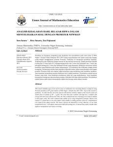 Unnes Journal of Mathematics Education