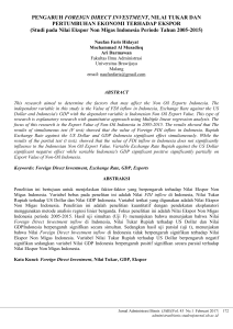 PENGARUH FOREIGN DIRECT INVESTMENT, NILAI TUKAR DAN