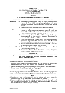 keputusan menteri tenaga kerja dan transmigrasi republik indonesia