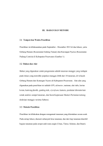 9 III. BAHAN DAN METODE 3.1 Tempat dan Waktu Penelitian