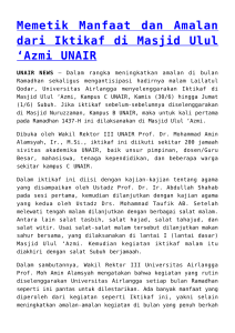 Memetik Manfaat dan Amalan dari Iktikaf di Masjid Ulul