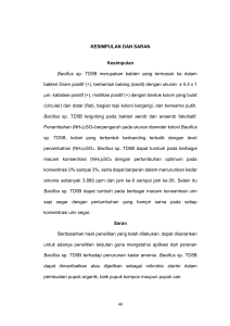 KESIMPULAN DAN SARAN Kesimpulan Bacillus sp