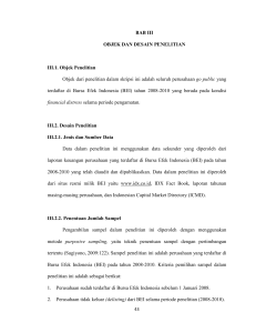 BAB III OBJEK DAN DESAIN PENELITIAN III.1. Objek Penelitian