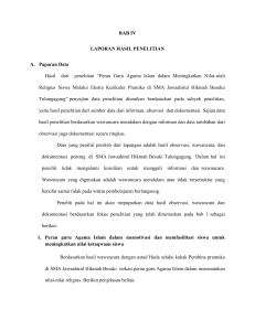 BAB IV LAPORAN HASIL PENELITIAN A. Paparan Data Hasil dari