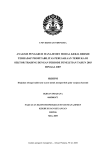 analisis pengaruh manajemen modal kerja bersih terhadap