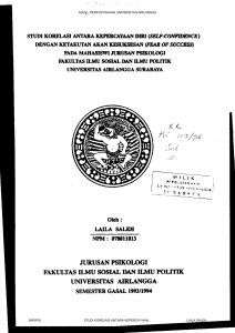 JURUSAN PSIKOLOGI FAKULTAS ILMU SOSIAL DAN nMU