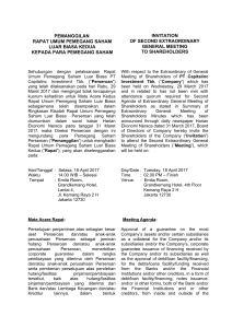 pemanggilan rapat umum pemegang saham luar biasa kedua