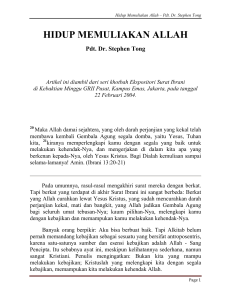 HIDUP MEMULIAKAN ALLAH - Pdt. Dr. Stephen Tong