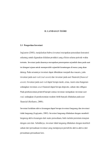 II. LANDASAN TEORI 2.1 Pengertian Investasi Jogiyanto (2003