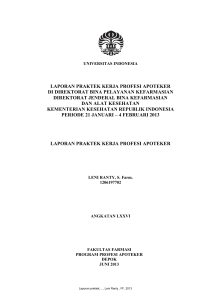 laporan praktek kerja profesi apoteker di direktorat bina pelayanan