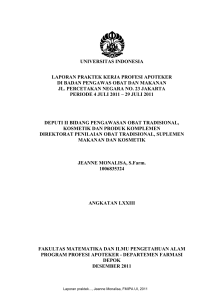 universitas indonesia laporan praktek kerja profesi apoteker di