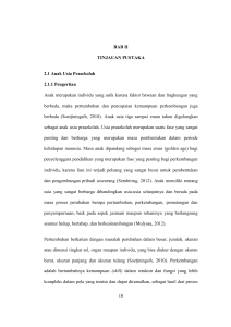 10 BAB II TINJAUAN PUSTAKA 2.1 Anak Usia Prasekolah 2.1.1