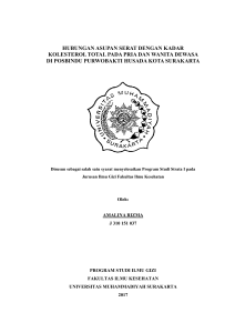 hubungan asupan serat dengan kadar kolesterol total pada pria dan
