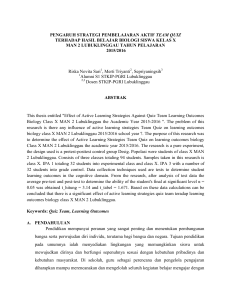 pengaruh strategi pembelajaran aktif team quiz terhadap hasil