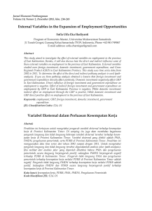 External Variables in the Expansion of Employment Opportunities