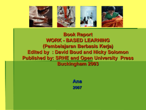 Book Report WORK - BASED LEARNING (Pembelajaran Berbasis