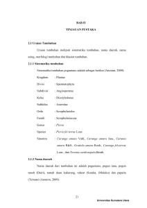 21 BAB II TINJAUAN PUSTAKA 2.1 Uraian Tumbuhan Uraian