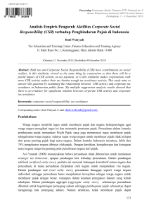 (CSR) terhadap Penghindaran Pajak di Indonesia