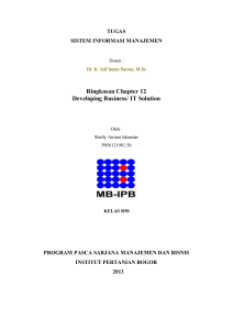 Ringkasan Chapter 12 Developing Business/ IT Solution