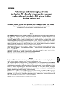 Perbandingan efek klonidin 2g/Kg intravena dan lidokain 2% 1.5 mg