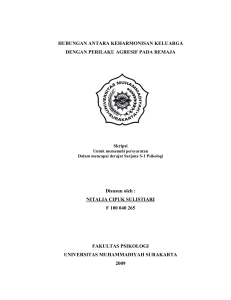 HUBUNGAN ANTARA KEHARMONISAN KELUARGA DENGAN