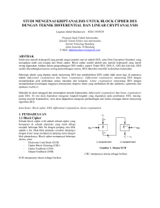 Studi Mengenai Kriptanalisis untuk Block Cipher DES dengan