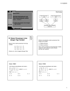 B. Sistem Persamaan Linier dengan Tiga Variabel