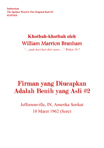 Firman yang Diucapkan Adalah Benih yang Asli #2