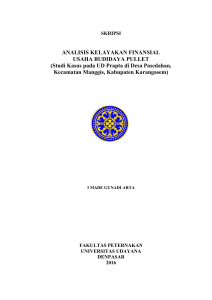 ANALISIS KELAYAKAN FINANSIAL USAHA BUDIDAYA PULLET