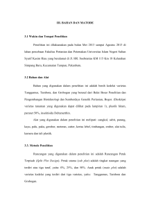 III. BAHAN DAN MATODE 3.1 Waktu dan Tempat Penelitian