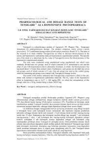 pharmacological and dosage range tests of tensigard as a