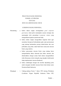 PERATURAN BANK INDONESIA NOMOR: 6/25/PBI/2004