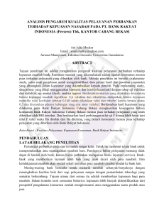ANALISIS PENGARUH KUALITAS PELAYANAN PERBANKAN