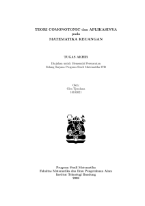 TEORI COMONOTONIC dan APLIKASINYA pada MATEMATIKA