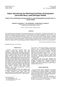 Kajian Agroekologi dan Morfologi Sambiloto (Andrographis