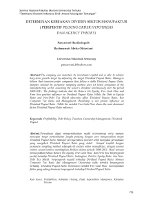 determinan kebijakan dividen sektor manufaktur ( perspektif pecking