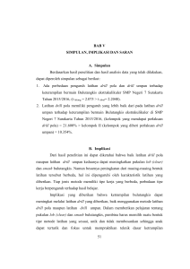 51 BAB V SIMPULAN, IMPLIKASI DAN SARAN A. Simpulan