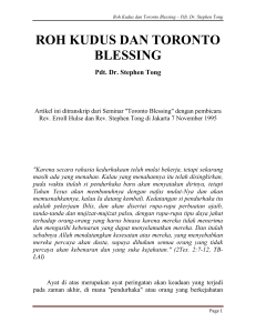 ROH KUDUS DAN TORONTO BLESSING - Pdt. Dr