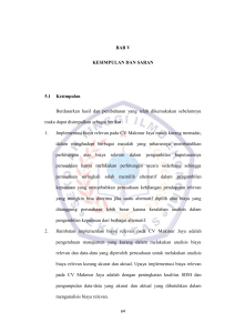 BAB V KESIMPULAN DAN SARAN 5.1 Kesimpulan Berdasarkan
