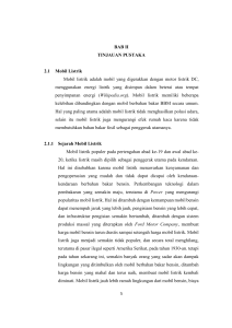 BAB II TINJAUAN PUSTAKA 2.1 Mobil Listrik Mobil listrik adalah