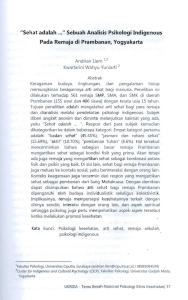 "Sehat adalah ..." Sebuah Analisis Psikologi Indigenous Pada