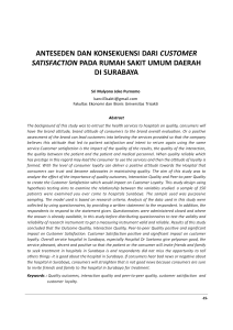 anteseden dan konsekuensi dari customer satisfaction pada