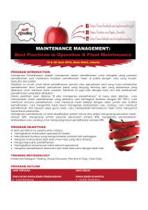 MAINTENANCE MANAGEMENT: Best Practices