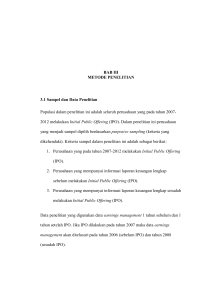 BAB III METODE PENELITIAN 3.1 Sampel dan Data Penelitian