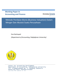 Metode Penilaian Bisnis (Business Valuation) Dalam Merger Dan